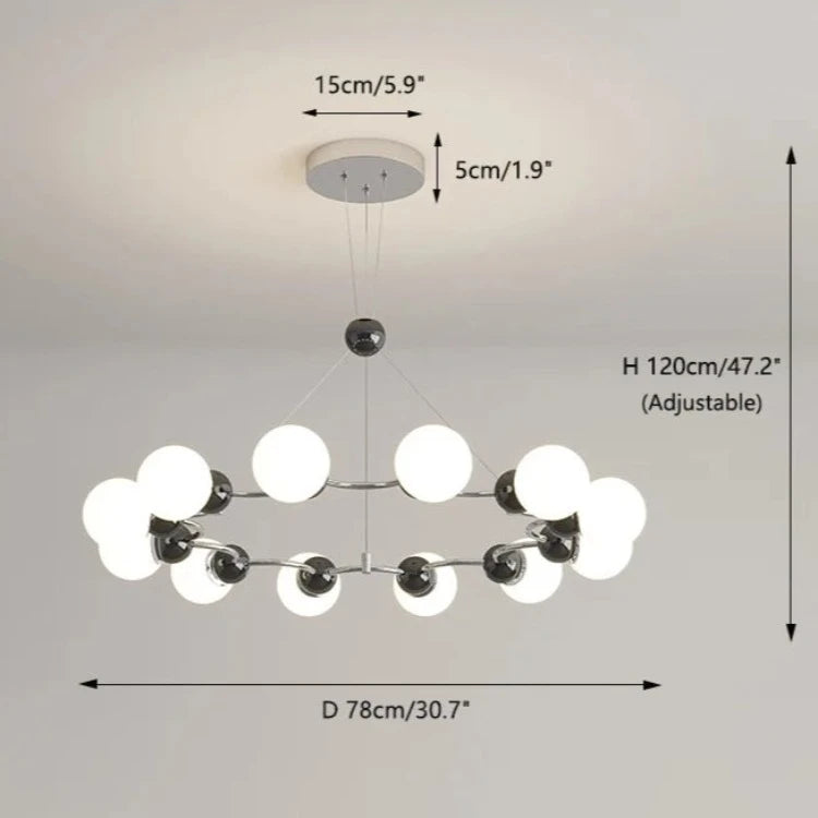 Lámpara de araña moderna con esfera de cristal Sputnik, 12/15 luces