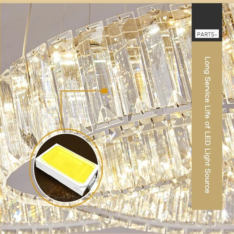 6 Tier Crystal Ring Chandelier for High Ceiling  Seus Lighting