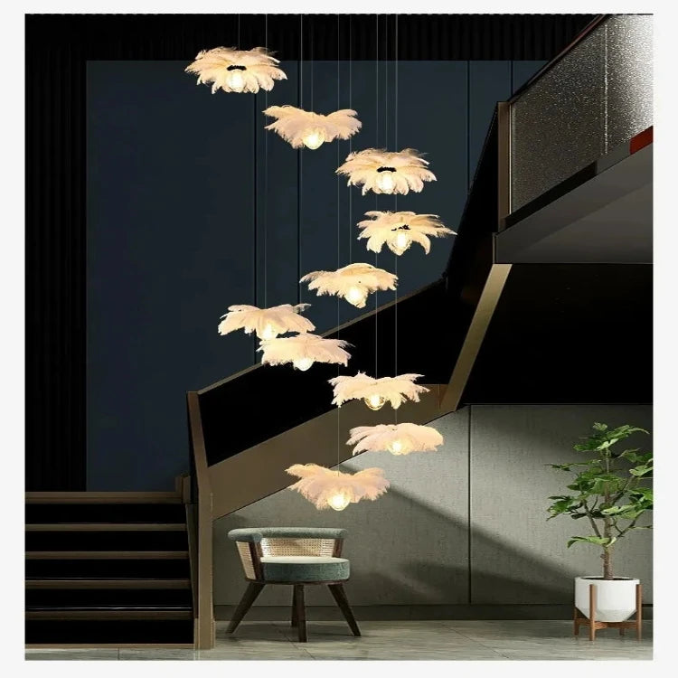 Adel Feather Staircase Lighting Chandelier  Seus Lighting