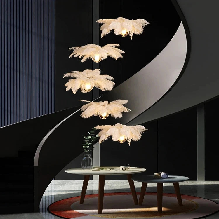 Adel Feather Staircase Lighting Chandelier  Seus Lighting