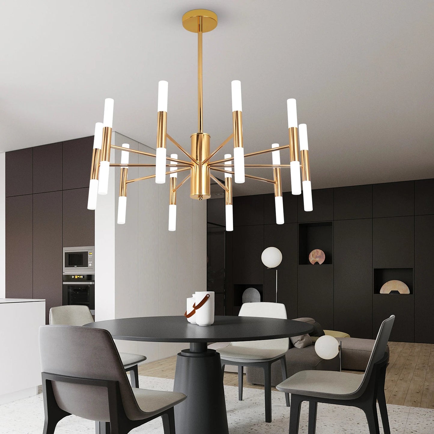 Alissa 20-Light Modern Golden Sputnik Chandelier  Seus Lighting