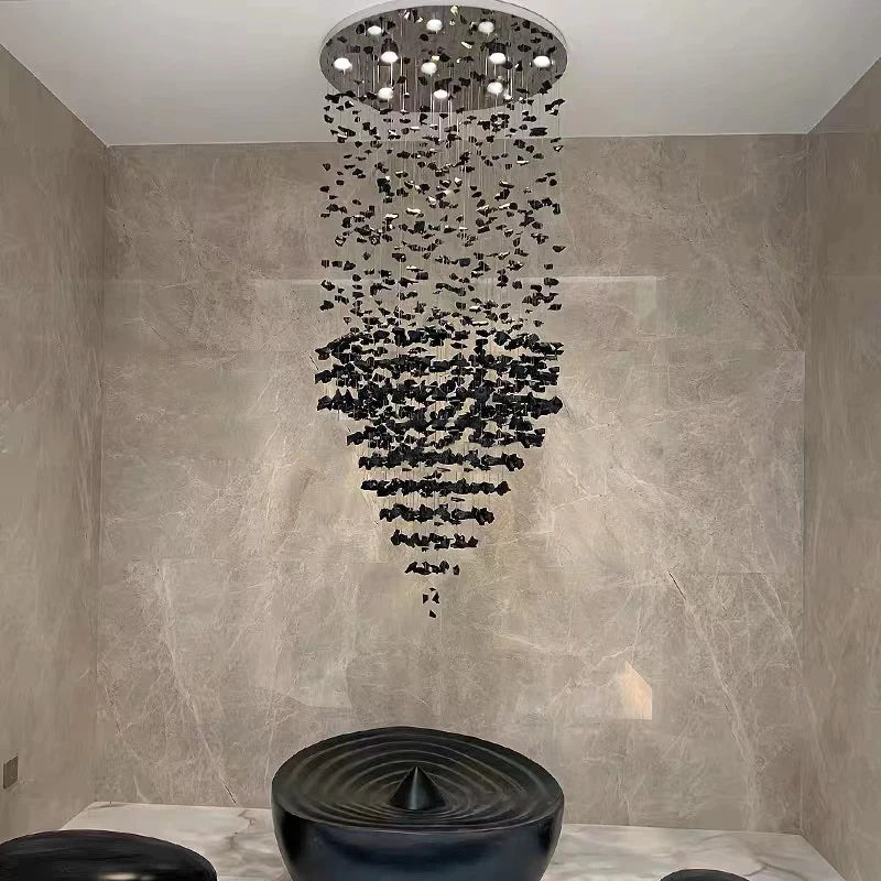 Art Stone Crystal Chandelier For Entryway with High Ceiling  Seus Lighting