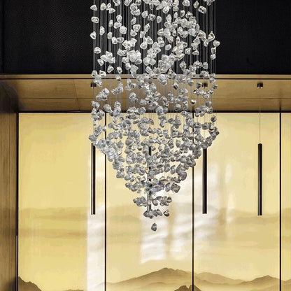 Art Stone Crystal Chandelier For Entryway with High Ceiling  Seus Lighting