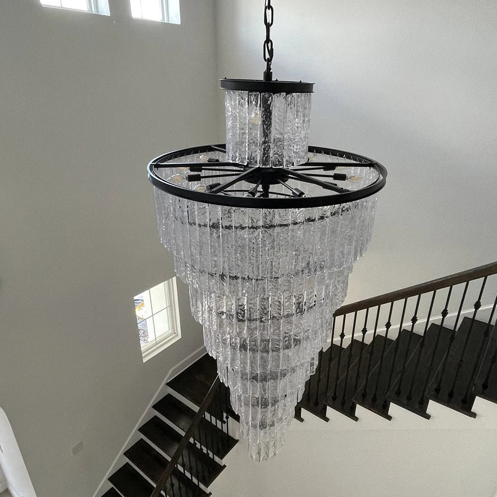 Assena Large Black high Ceiling Entryway Chandelier  Seus Lighting