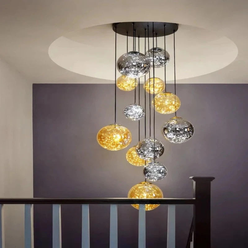 Ayla Bubble  Art Contemporary Stairwell Chandelier  Seus Lighting