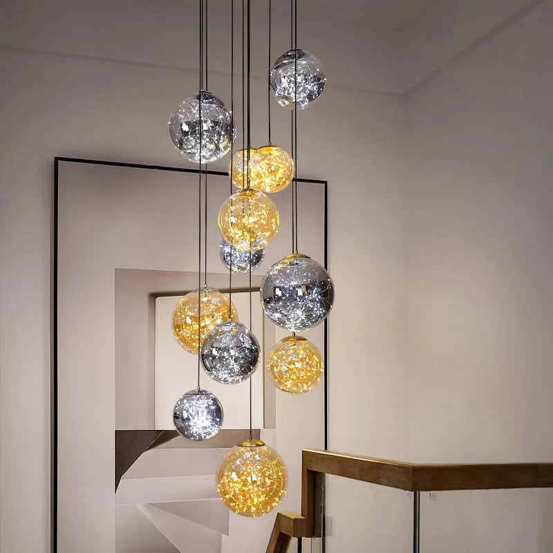 Ayla Bubble  Art Contemporary Stairwell Chandelier  Seus Lighting