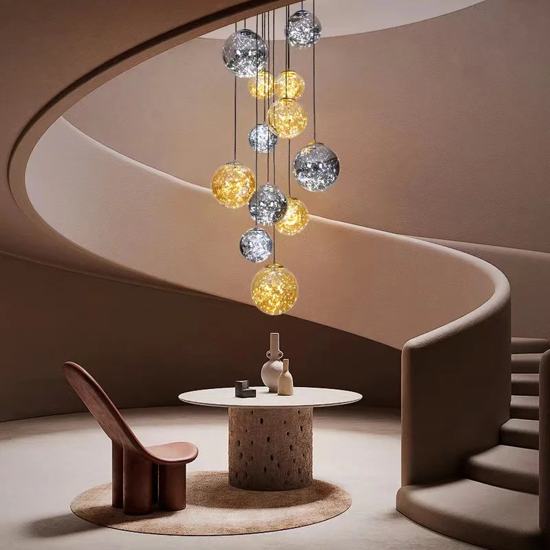 Ayla Bubble  Art Contemporary Stairwell Chandelier  Seus Lighting