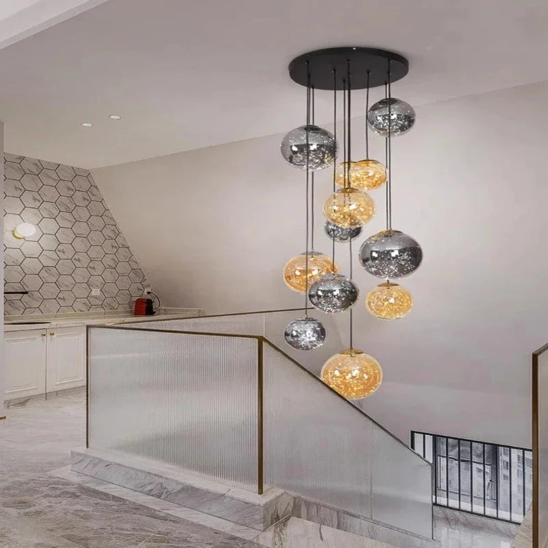 Ayla Bubble  Art Contemporary Stairwell Chandelier  Seus Lighting