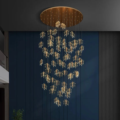 Bely Nordic Gold Long Stairwell Chandelier - Ceiling Light  Seus Lighting