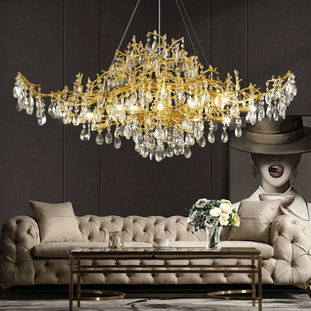 Bessa Modern Large Gold Crystal Branch Chandelier  Seus Lighting