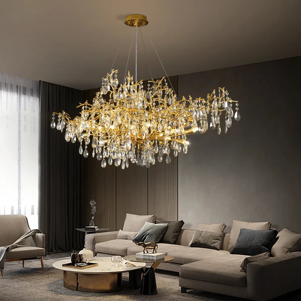 Bessa Modern Large Gold Crystal Branch Chandelier  Seus Lighting