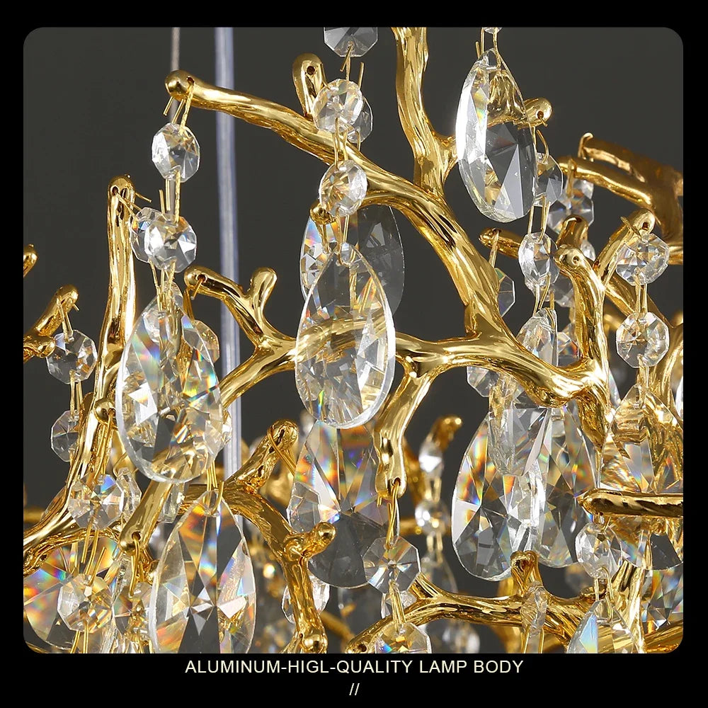 Bessa Modern Large Gold Crystal Branch Chandelier  Seus Lighting