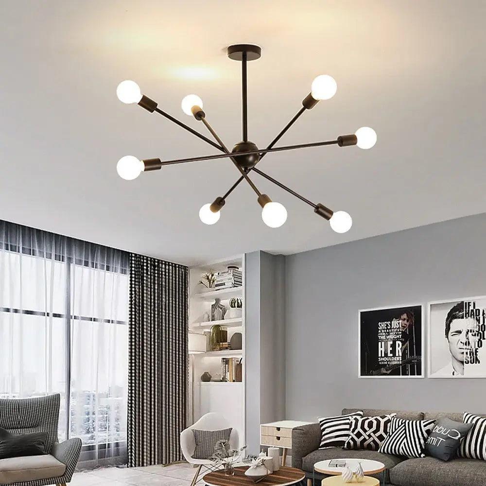 Black and Gold Sputnik Chandelier Seus Lighting