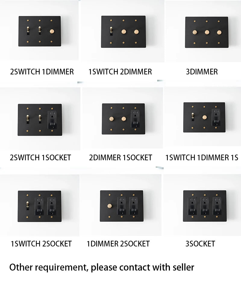 Brass Toggle Light Dimmer & Switch & Wall Plate - 3 Gang  Seus Lighting