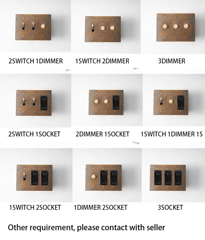 Brass Toggle Light Dimmer & Switch & Wall Plate - 3 Gang  Seus Lighting