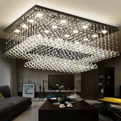 Cely Modern Raindrop Crystal Rectangle Chandelier  Seus Lighting