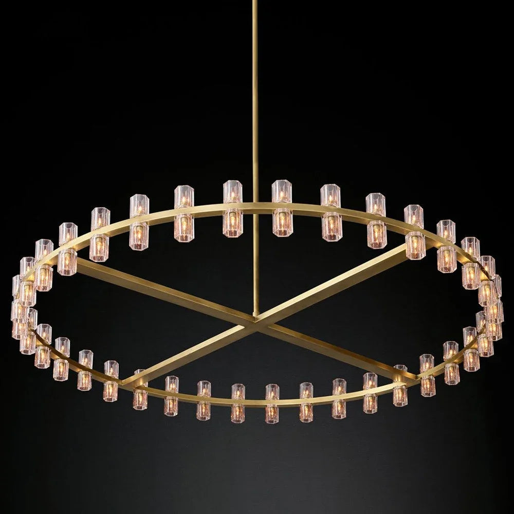 Circular Pendant Light with Crystal Glass Shades  Seus Lighting