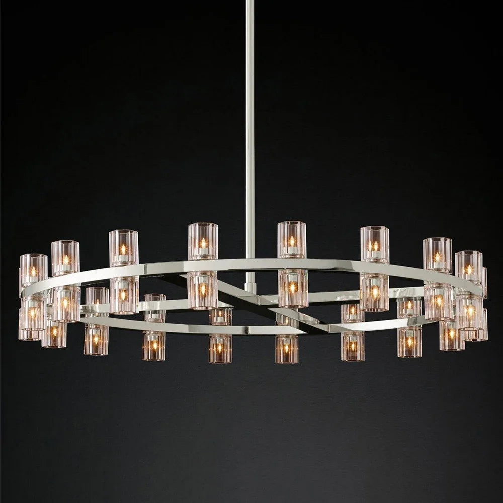 Circular Pendant Light with Crystal Glass Shades  Seus Lighting