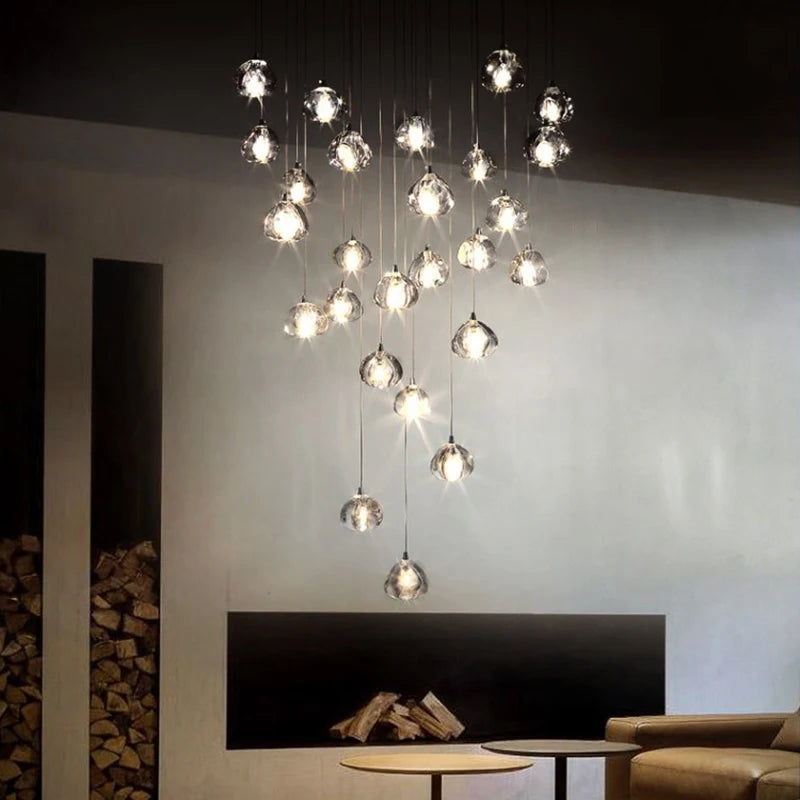 Clear Crystal Bubble Chandelier in use