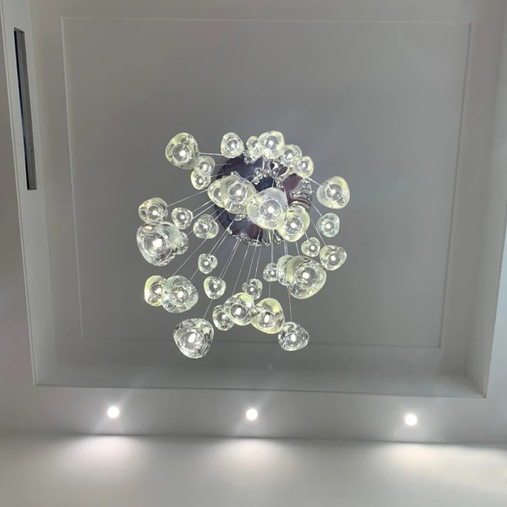 Clear Crystal Bubble Chandelier For High Ceiling Foyer  Seus Lighting