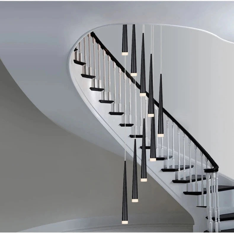 Contemporary Black LED Pendant Light for Stairwell  Seus Lighting