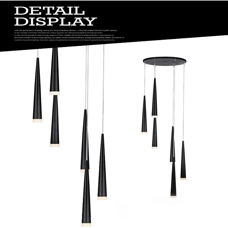 Contemporary Black LED Pendant Light for Stairwell  Seus Lighting