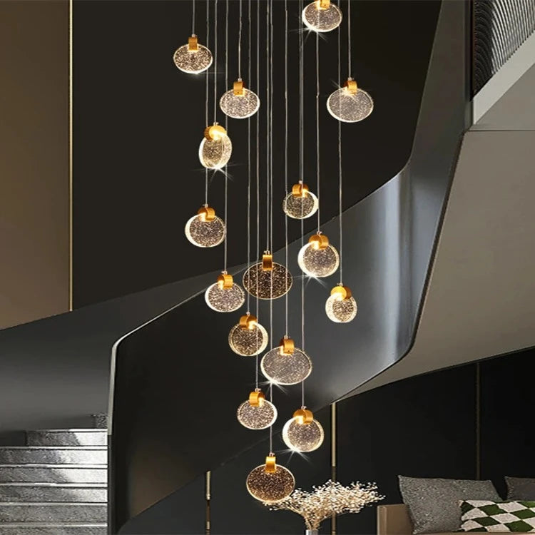 Contemporary LED Chandelier with Crystal Pendant  Seus Lighting