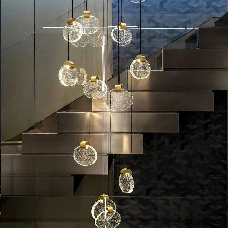 Contemporary LED Chandelier with Crystal Pendant  Seus Lighting