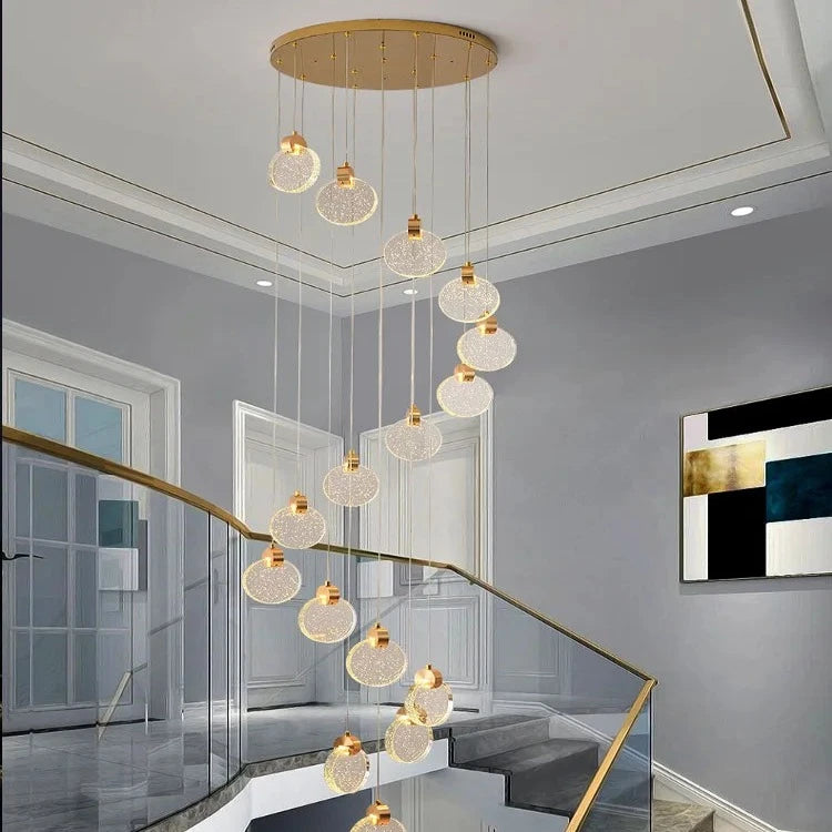 Contemporary LED Chandelier with Crystal Pendant  Seus Lighting