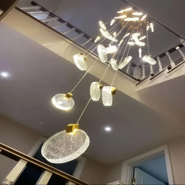 Contemporary LED Chandelier with Crystal Pendant  Seus Lighting