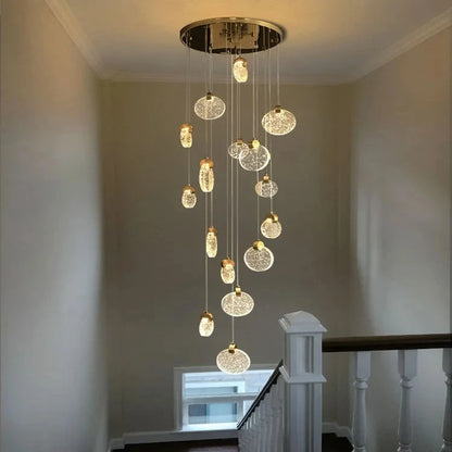 Contemporary LED Chandelier with Crystal Pendant  Seus Lighting