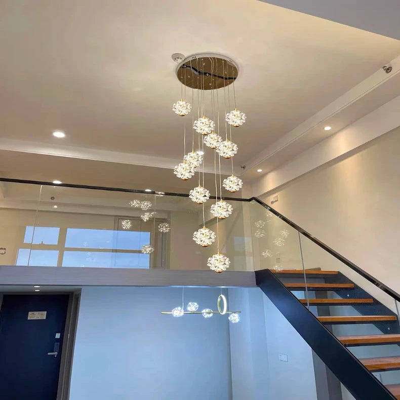 Crystal Modern Pendant Lighting for Stairs & Foyer  Seus Lighting