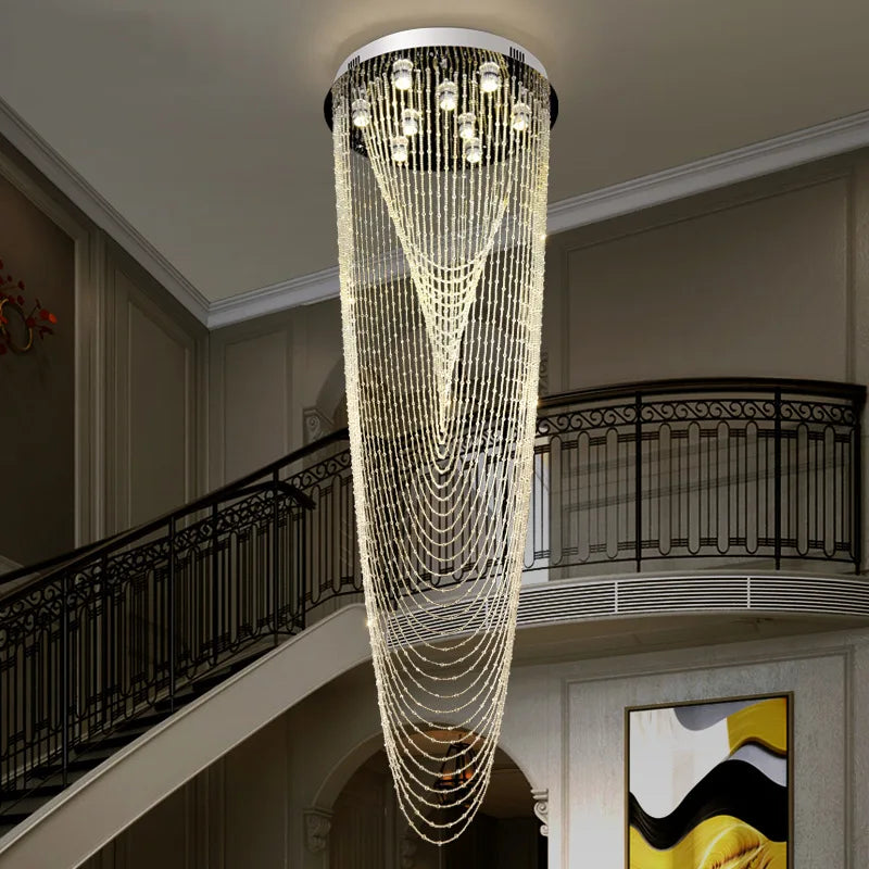 Crystal Tassel Chandelier for Staircase & Foyer  Seus Lighting