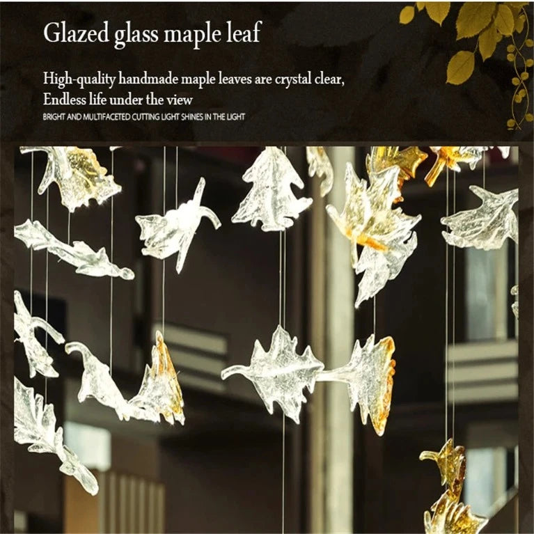 Glass Maple Leaf Hanging Light for Staircase  Seus Lighting