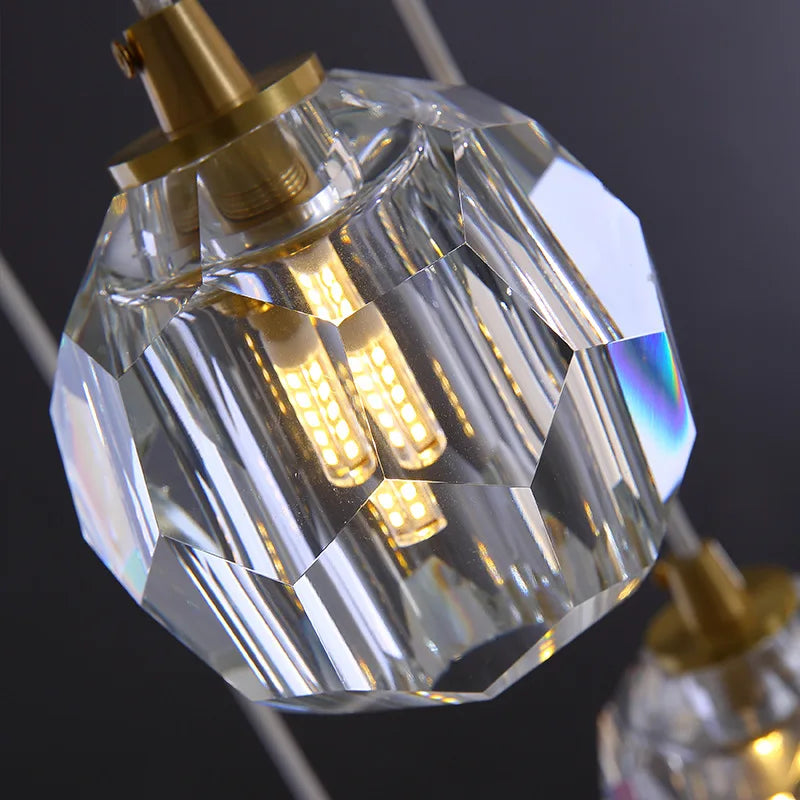 Gold Crystal Ball Chandelier for High Ceiling & Staircase  Seus Lighting