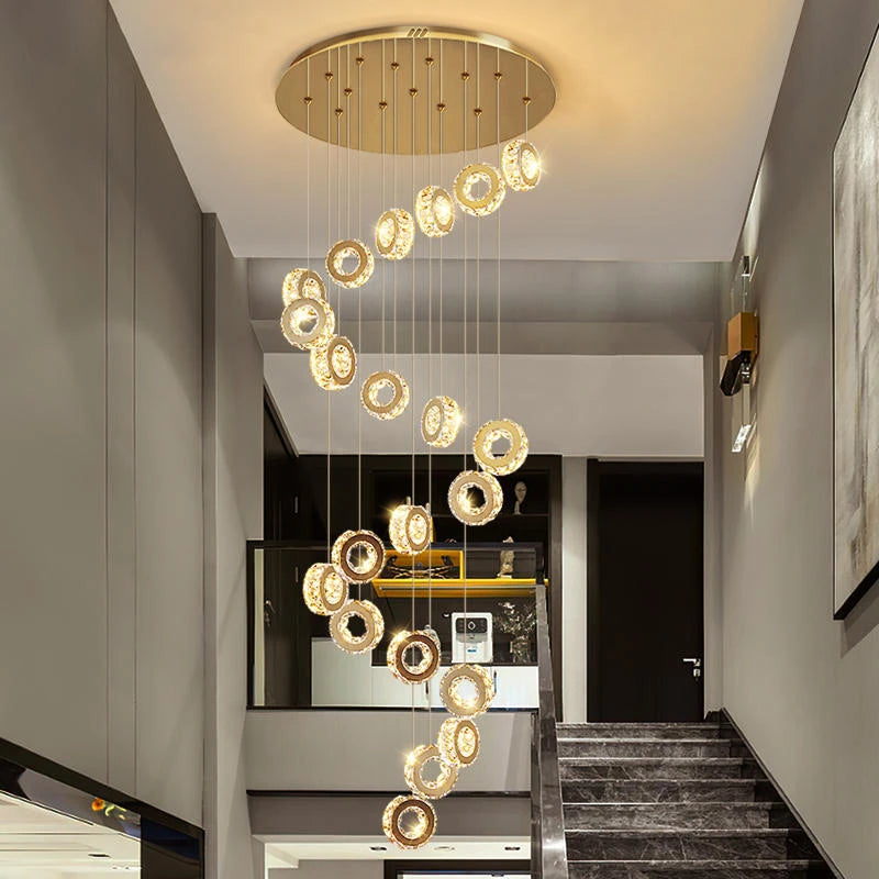 Gold Crystal Spiral Chandelier