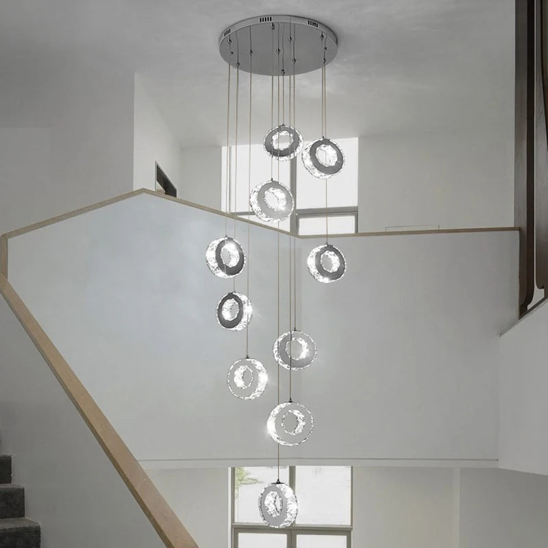 Gold Crystal Spiral Chandelier for Staircase Foyer  Seus Lighting