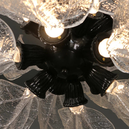Milen Modern Crystal Leaf Chandelier - Black/Gold  Seus Lighting