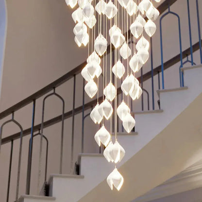 Hanging Ceramic Magnolia Staircase Chandelier  Seus Lighting