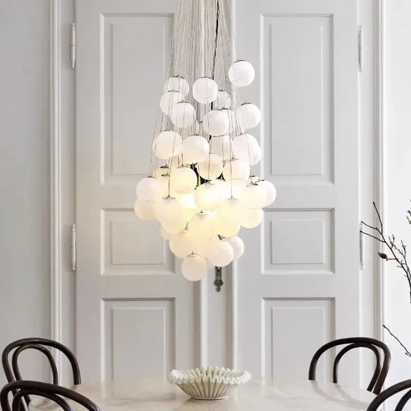 Indoor White Glass Bubble Pendant Ceiling Fixture  Seus Lighting