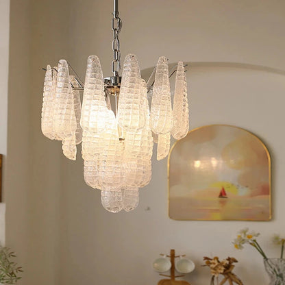 Jia Vintage Glass Water Drop Staircase Chandelier  Seus Lighting