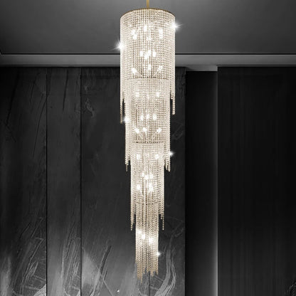 Kyra Real Crystal Staircase Chandelier  Seus Lighting