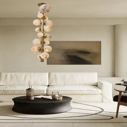 Leila Modern Marble Ball Vertical Liner Chandelier  Seus Lighting