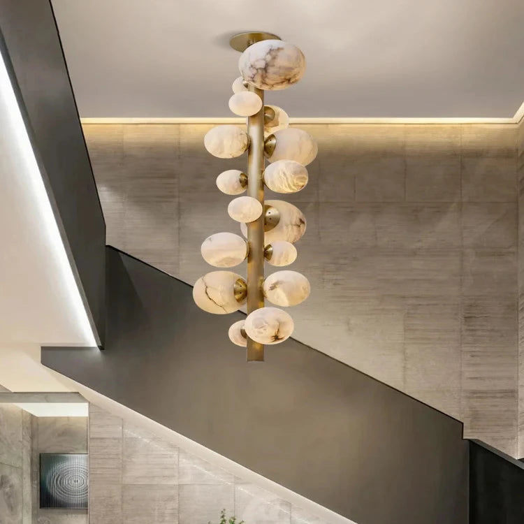 Leila Modern Marble Ball Vertical Liner Chandelier  Seus Lighting