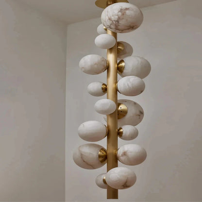 Leila Modern Marble Ball Vertical Liner Chandelier  Seus Lighting