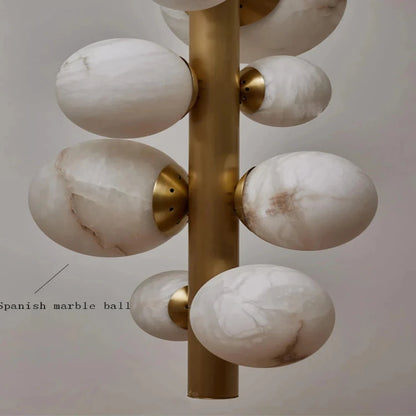 Leila Modern Marble Ball Vertical Liner Chandelier  Seus Lighting