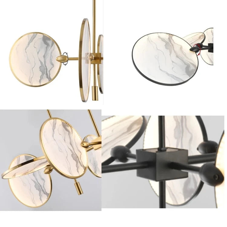 Lesley Modern Art Glass Disc Chandelier  Seus Lighting