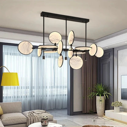 Lesley Modern Art Glass Disc Chandelier  Seus Lighting