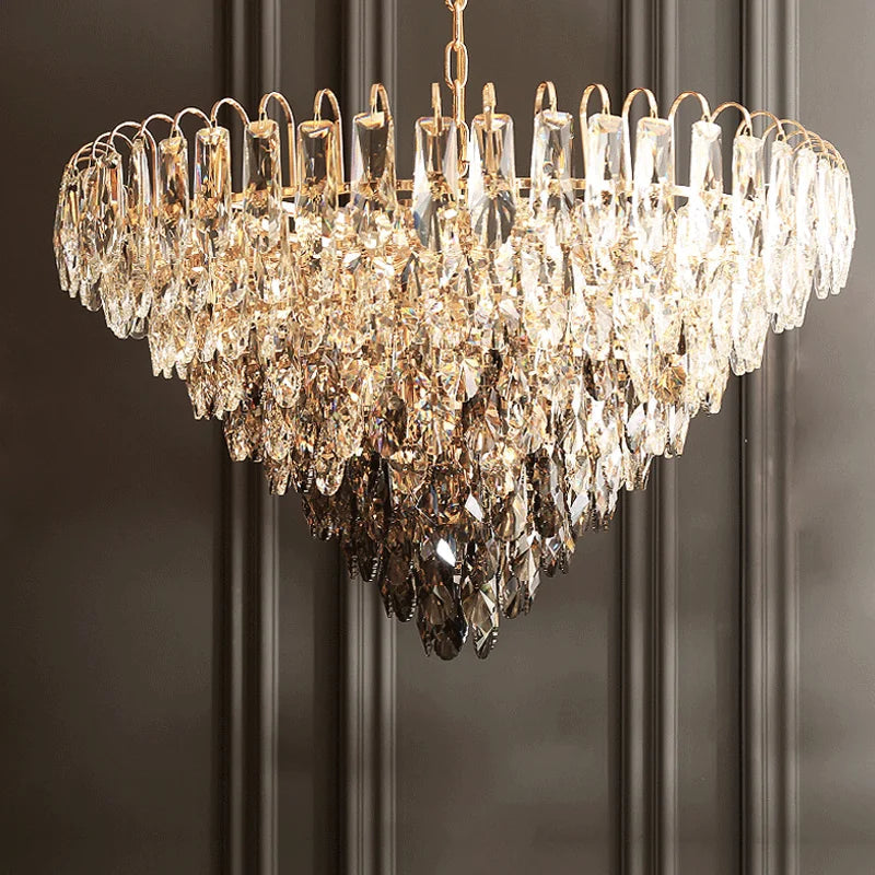 Luny Gold Cascading Waterfall Crystal Chandelier  Seus Lighting