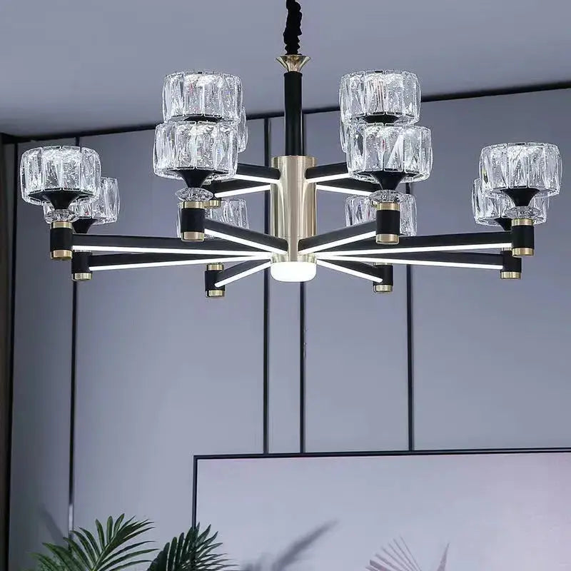 Luxury Led Crystal Chandelier Black/Gold Color  Seus Lighting